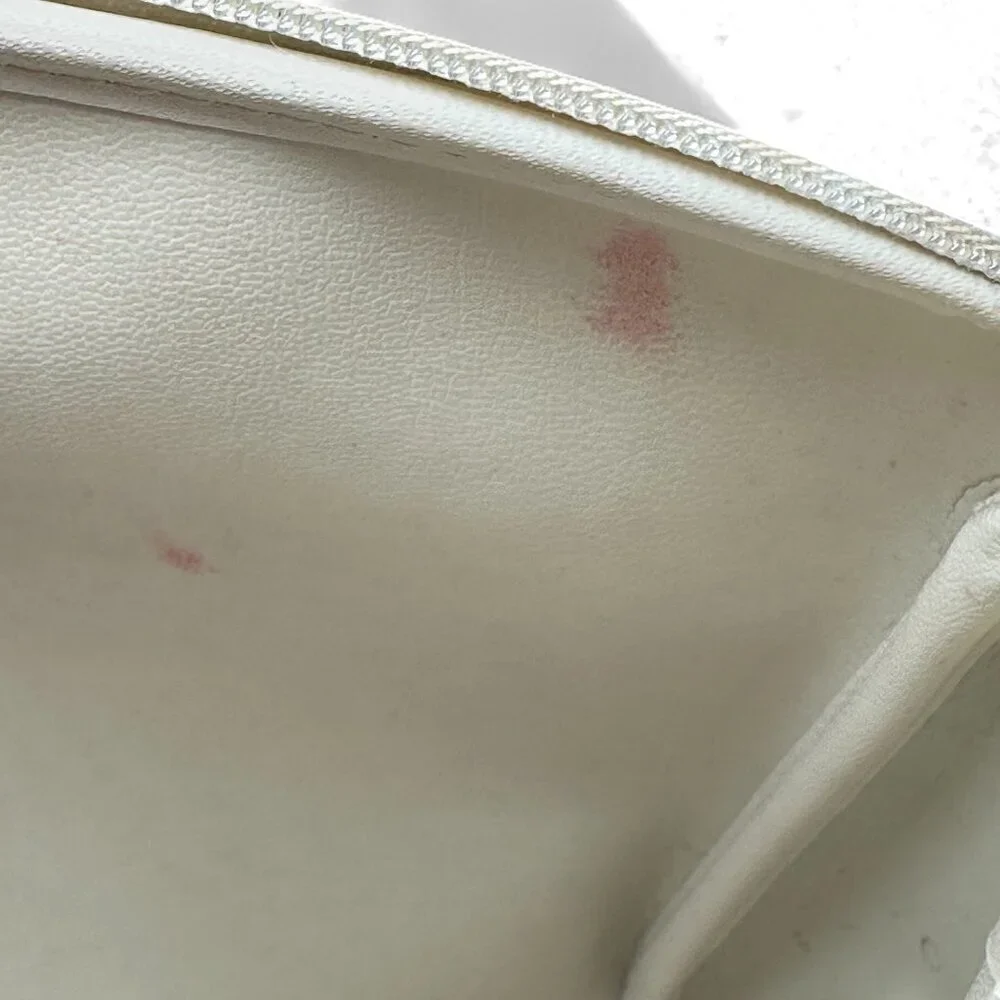 Christian Dior Honeycomb Coated Canvas Makeup Pouch Clutch - White/Cream, Grey